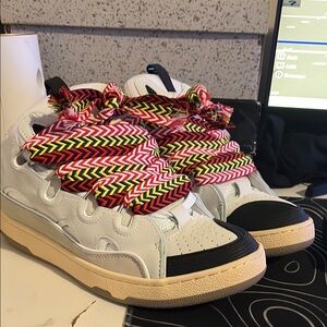 Lanvin White and Black Sneakers with Retro Modern Design